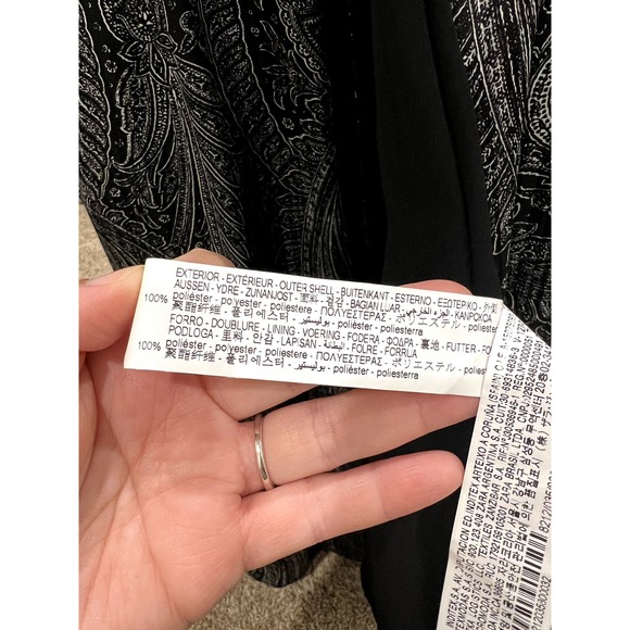 Zara Black Semi Sheer Paisley print wrap full length Dress - Size M - Picture 6 of 6